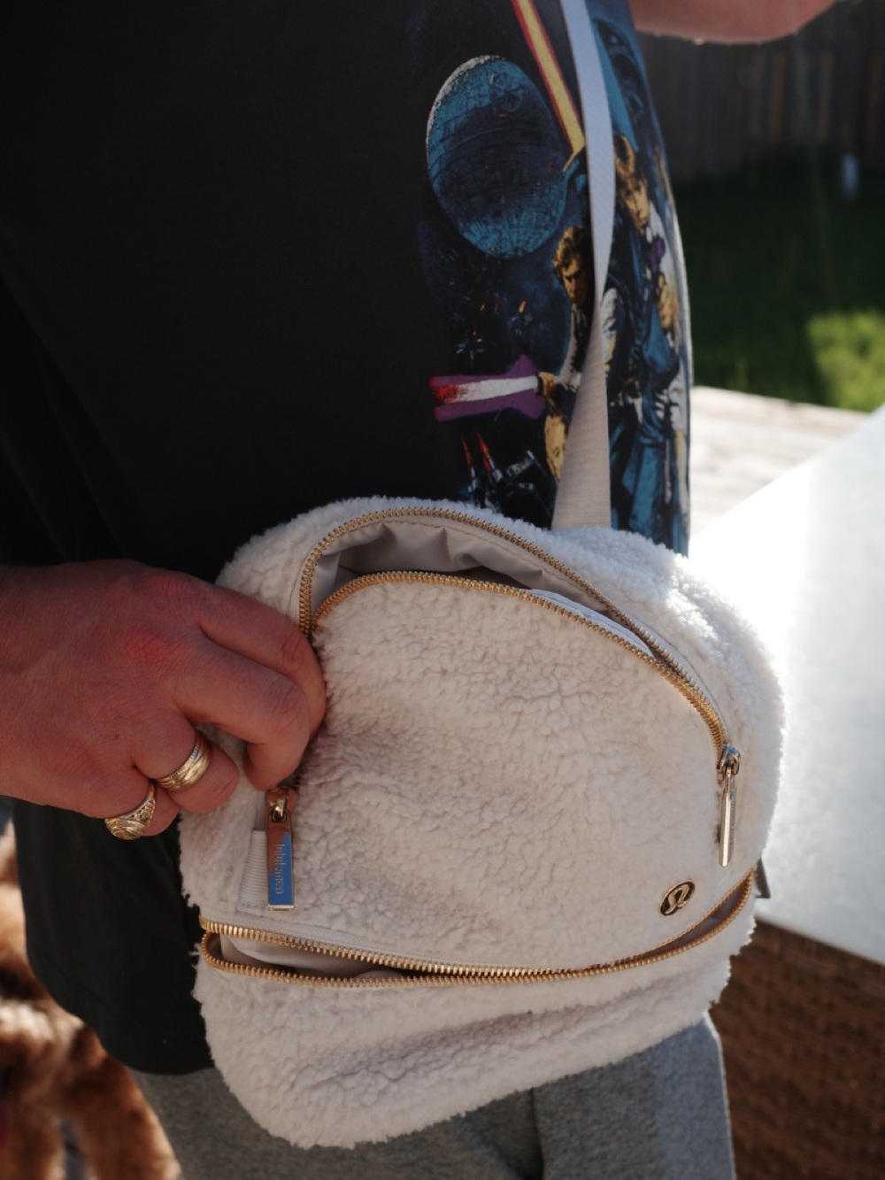 lululemon athletica Cream Sherpa Mini Backpack with Gold Hardware - Picture 5 of 5
